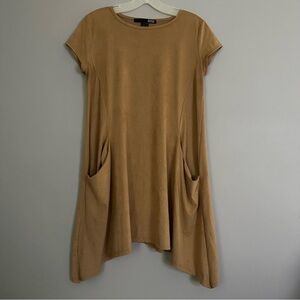 Rebel Sugar Mustard Yellow suede feeling tunic dress with pockets